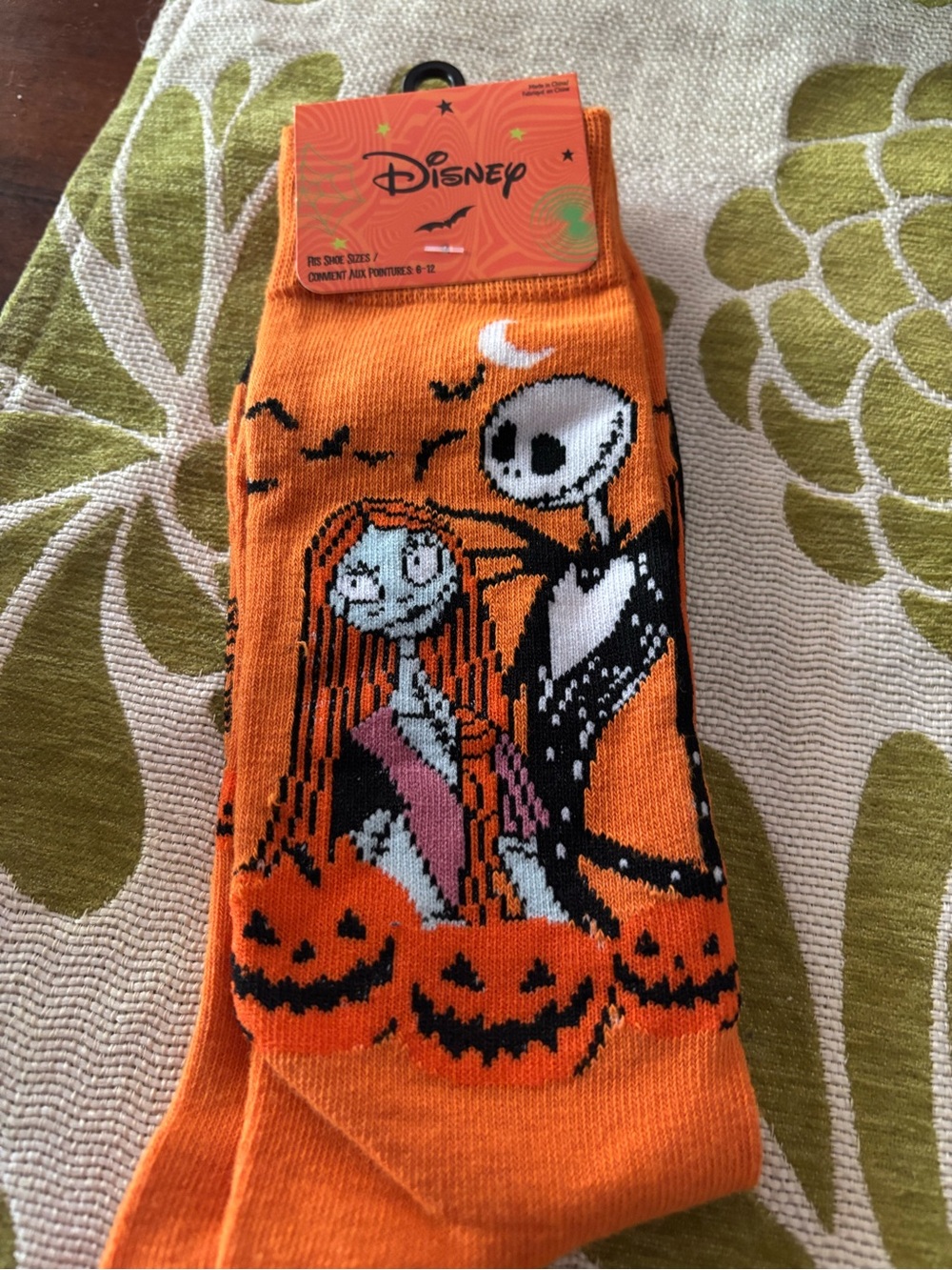 Disney The Nightmare Before Christmas Orange Jack & Sally Socks nwt